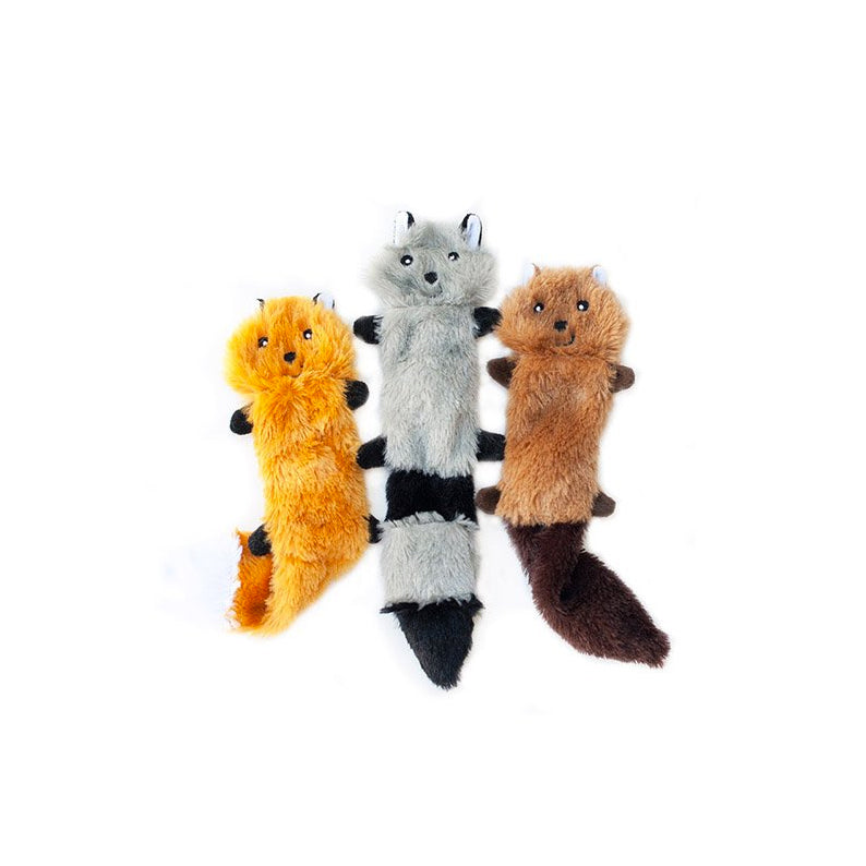 ZippyPaws Skinny Peltz Fox, Racoon, Squirrel 3 Pack