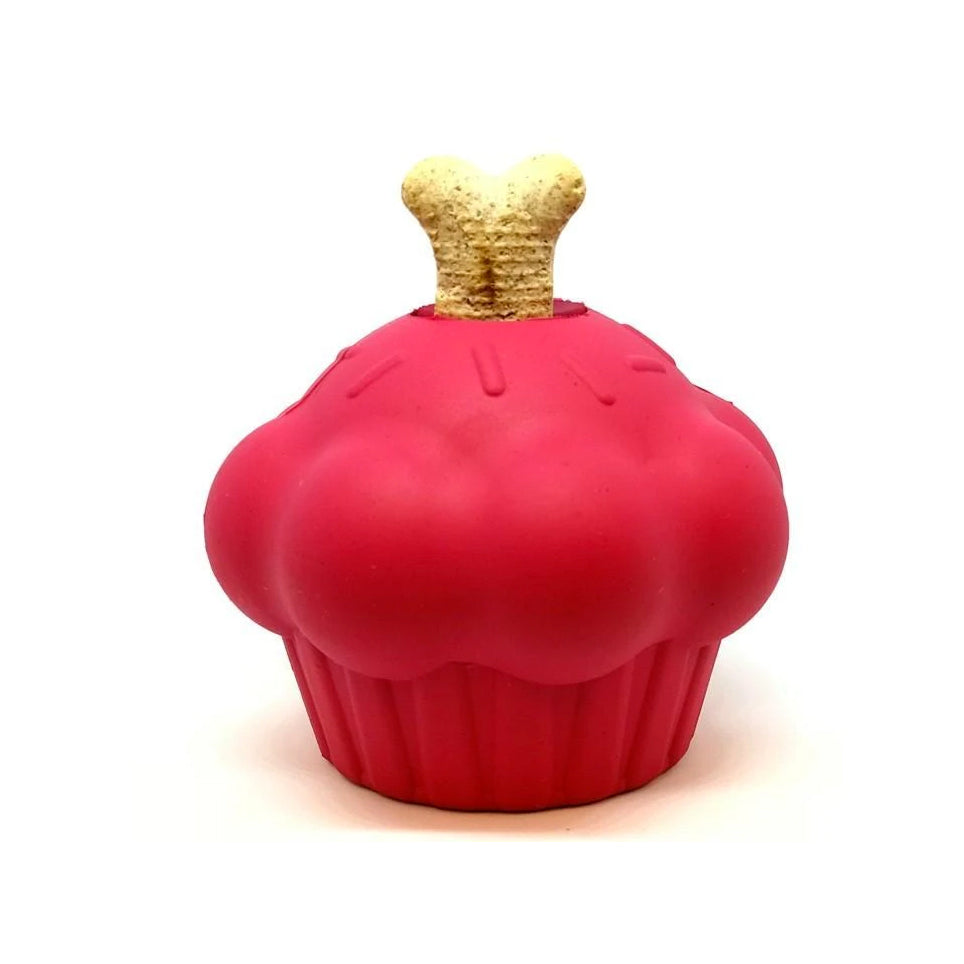 Mutts Kick Butt Rubber Cupcake Chew Toy & Treat Dispenser