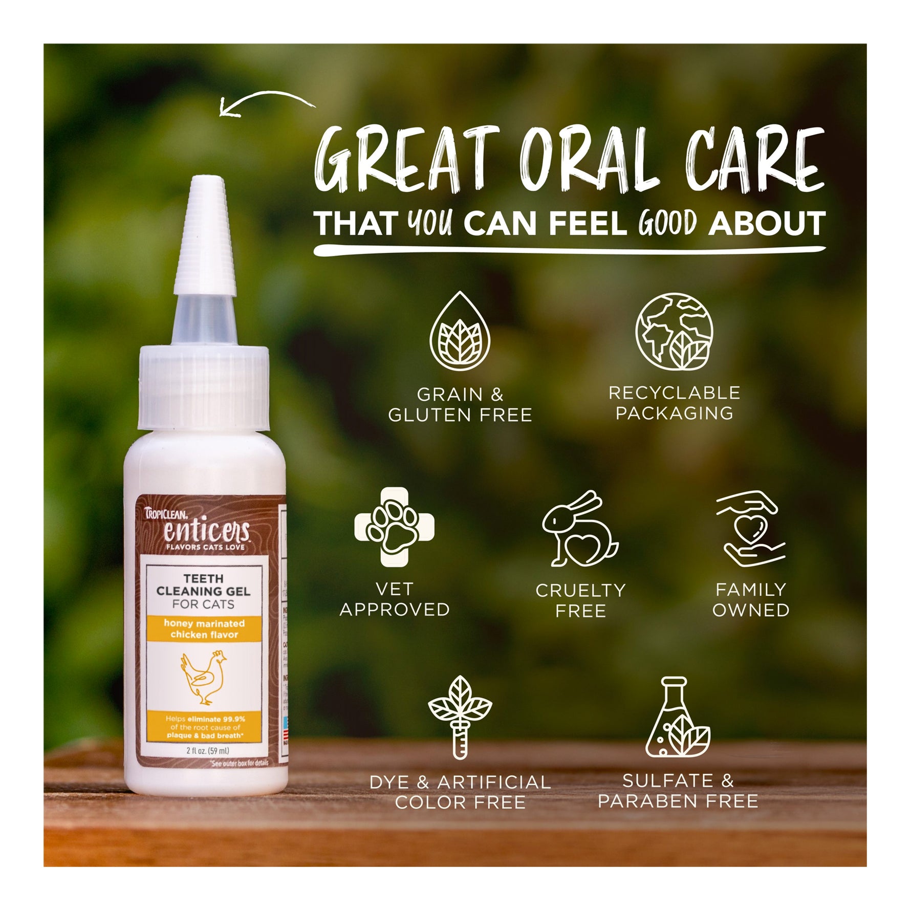 TropiClean Enticers Teeth Cleaning Gel for Cats 59mL