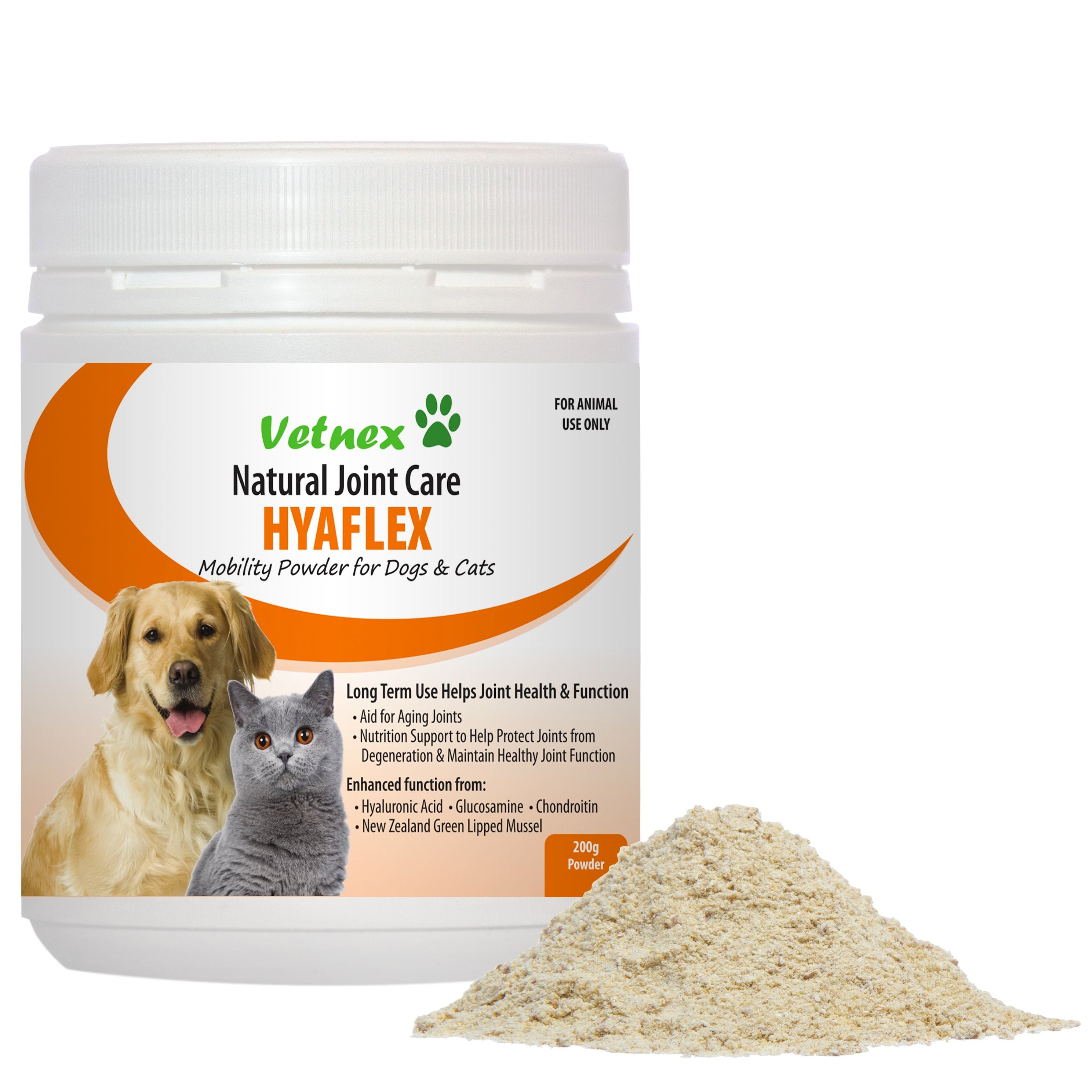 Vetnex Hyaflex Mobility Powder for Dogs & Cats 200g