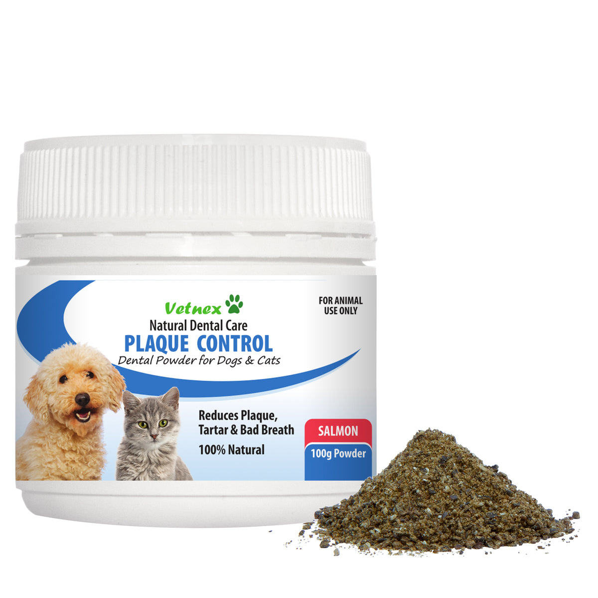 Vetnex Plaque Control Dental Powder for Dogs &amp; Cats 100g - Salmon