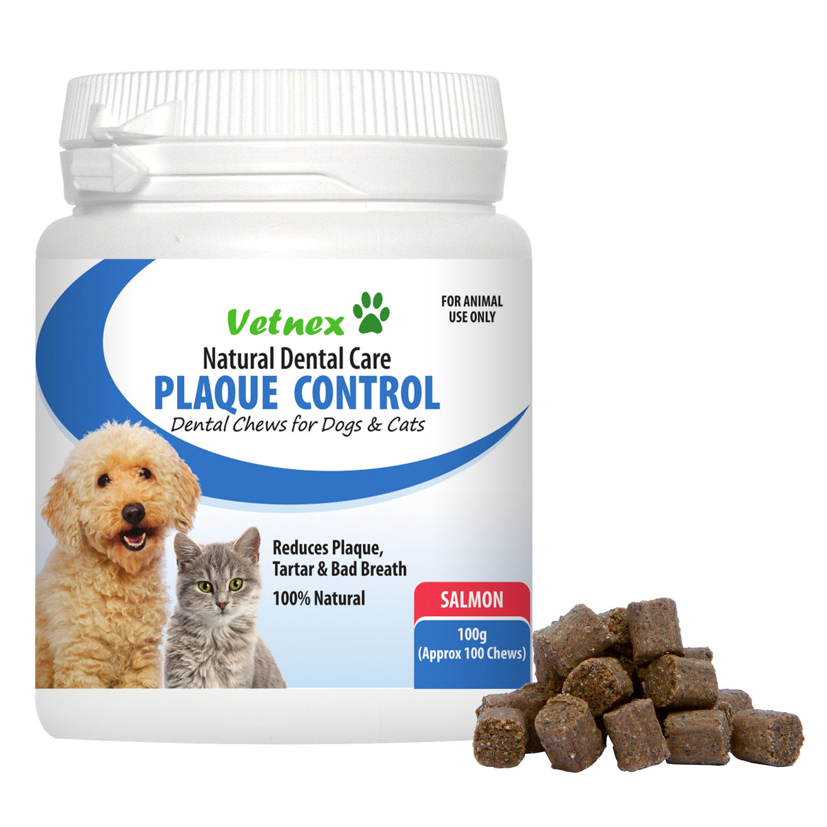 Vetnex Plaque Control Dental Chews for Dogs &amp; Cats 100g - Salmon