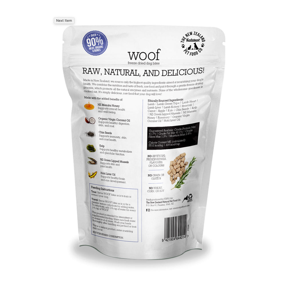 WOOF Freeze Dried Dog Bites - Lamb 50g