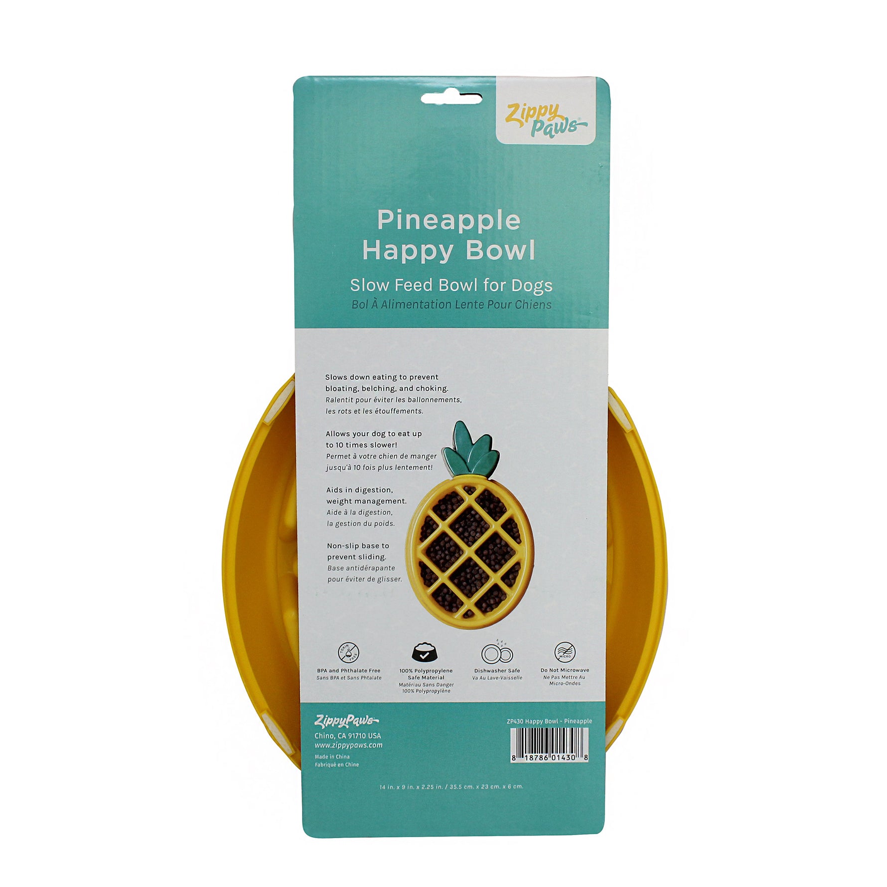 ZippyPaws Happy Bowl Slow Feeder - Pineapple